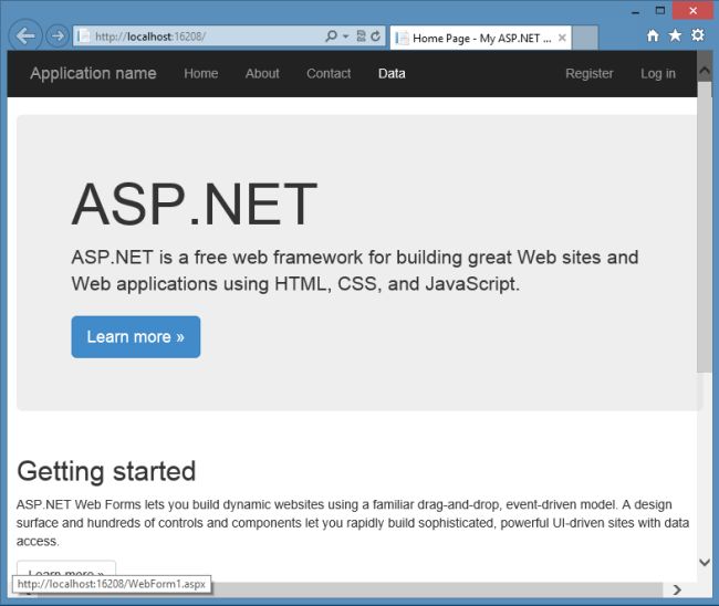 Main Web Form in VS 2013